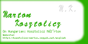 marton kosztolicz business card